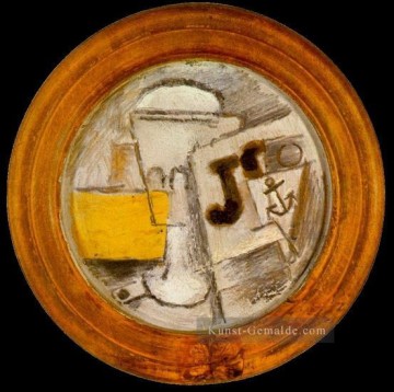 Verre Rohr et journal 1914 kubistisch Ölgemälde
